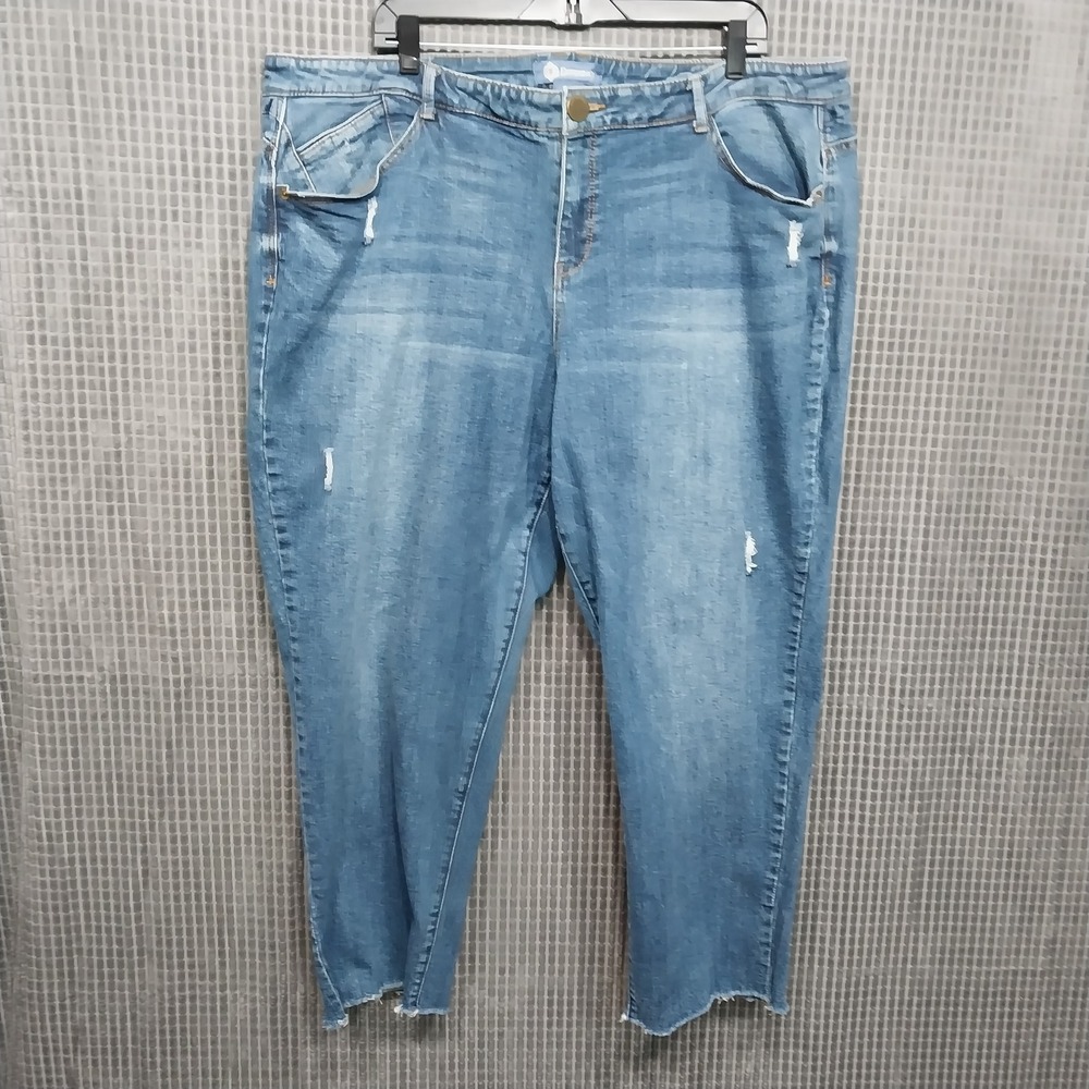 Democracy Womens Jeans Flex-ellent‎ Distressed Raw Hem 22W Blue